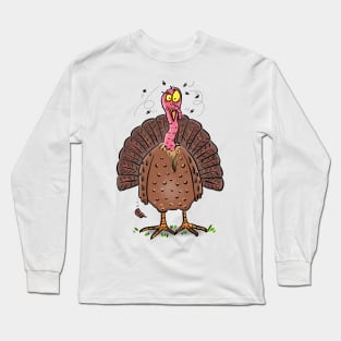 Funny ugly turkey with flies cartoon Long Sleeve T-Shirt